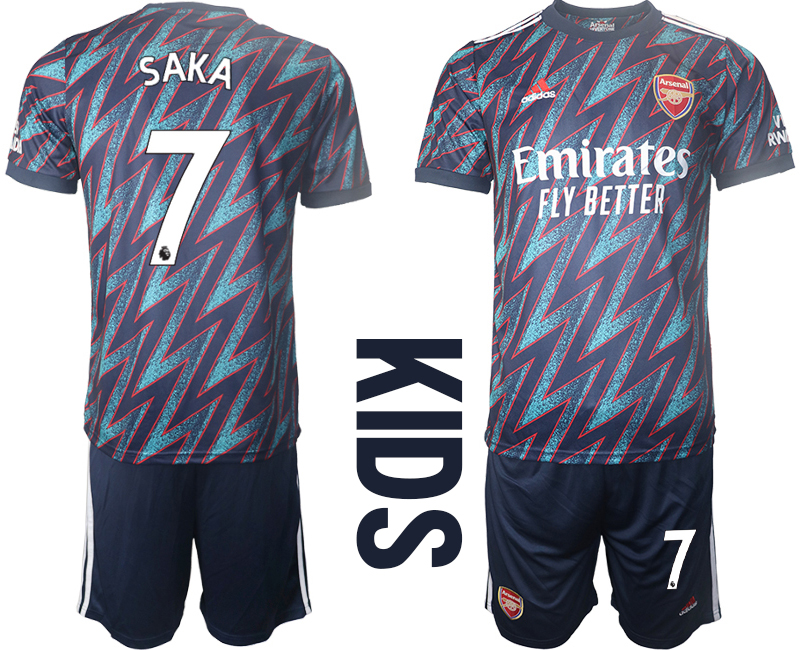 Youth 2021-2022 Club Arsenal away blue #7 Soccer Jersey